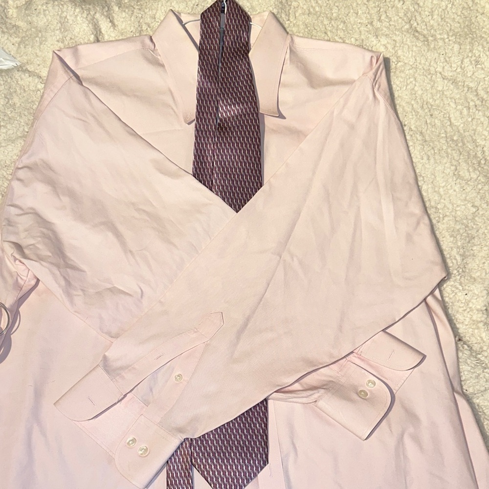 Stafford Light Pink Dress Shirt with Tie